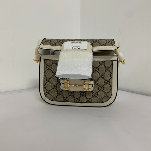 Gucci Horsebit 1955 Mini Bag 658574 GH 9759 Beige White - Picture 1 of 4